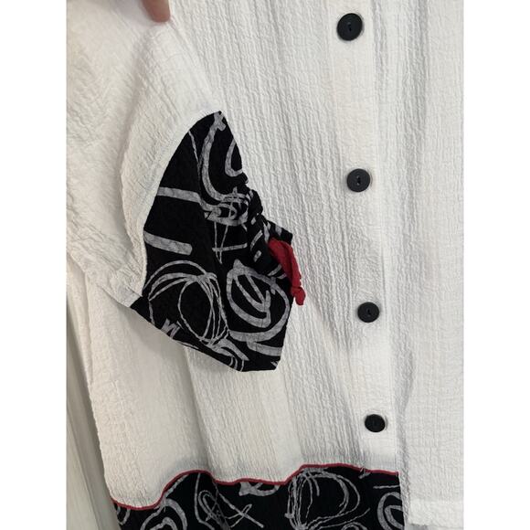 Ali Miles Tunic Top Womens XL Patches Rayon 3/4 Sleeve Art To Wear Artsy NEW - Picture 7 of 8
